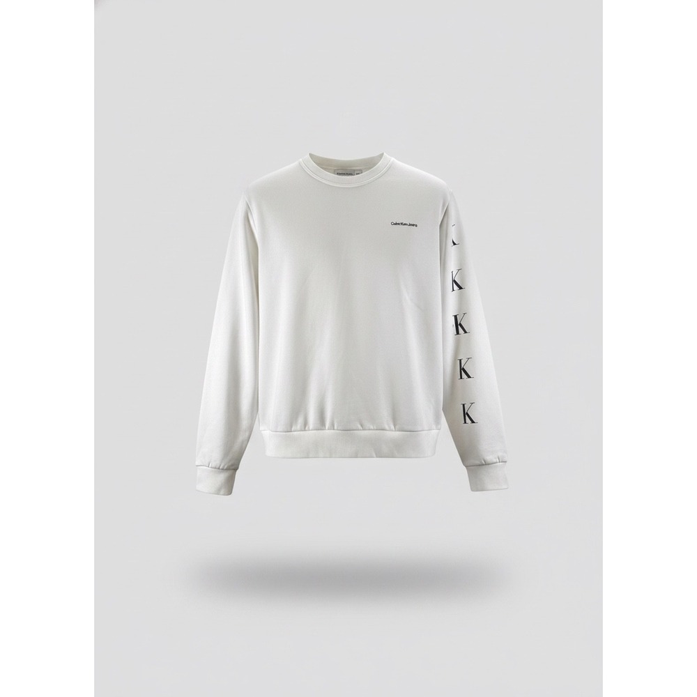 Calvin Klein Jeans Mens White Logo Sleeve Graphic Crewneck Sweatshirt XL 1327